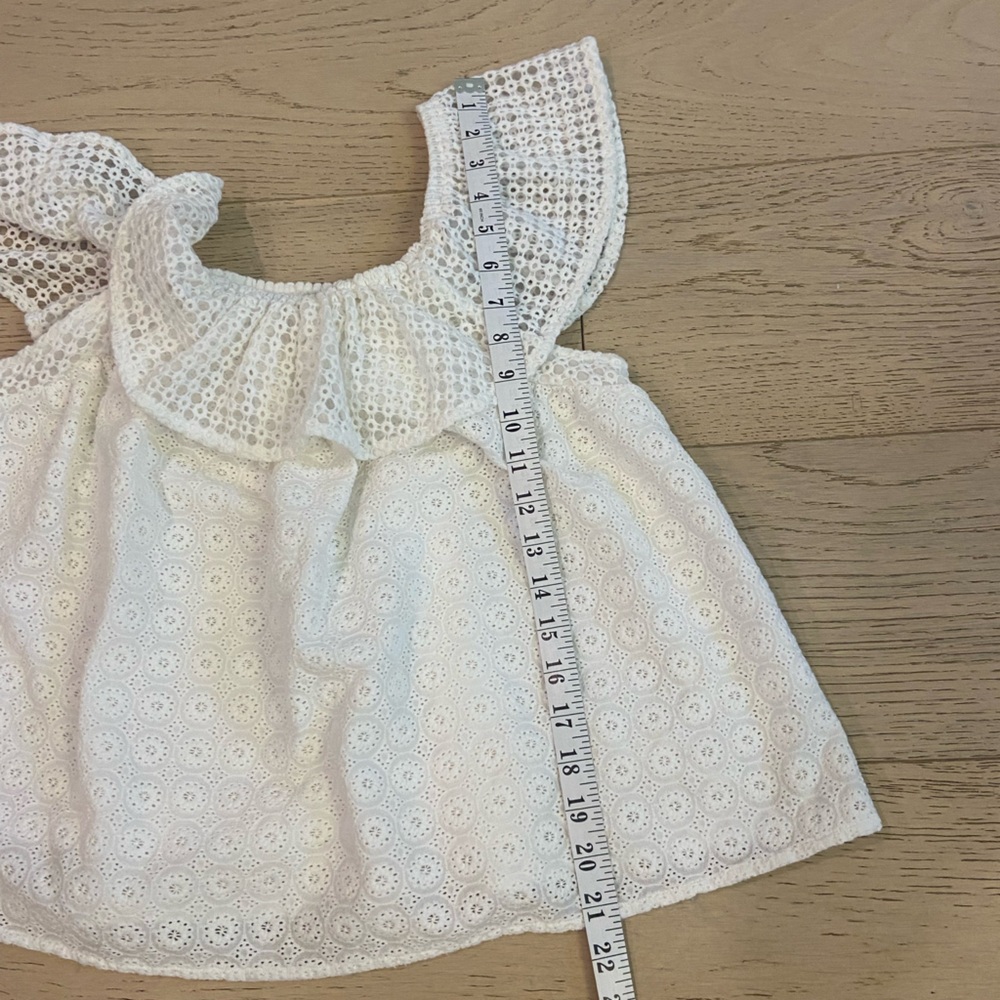 REBECCA MINKOFF Cotton Eyelet Off The Shoulder Top Small White Ruffle NWOT - Picture 9 of 10